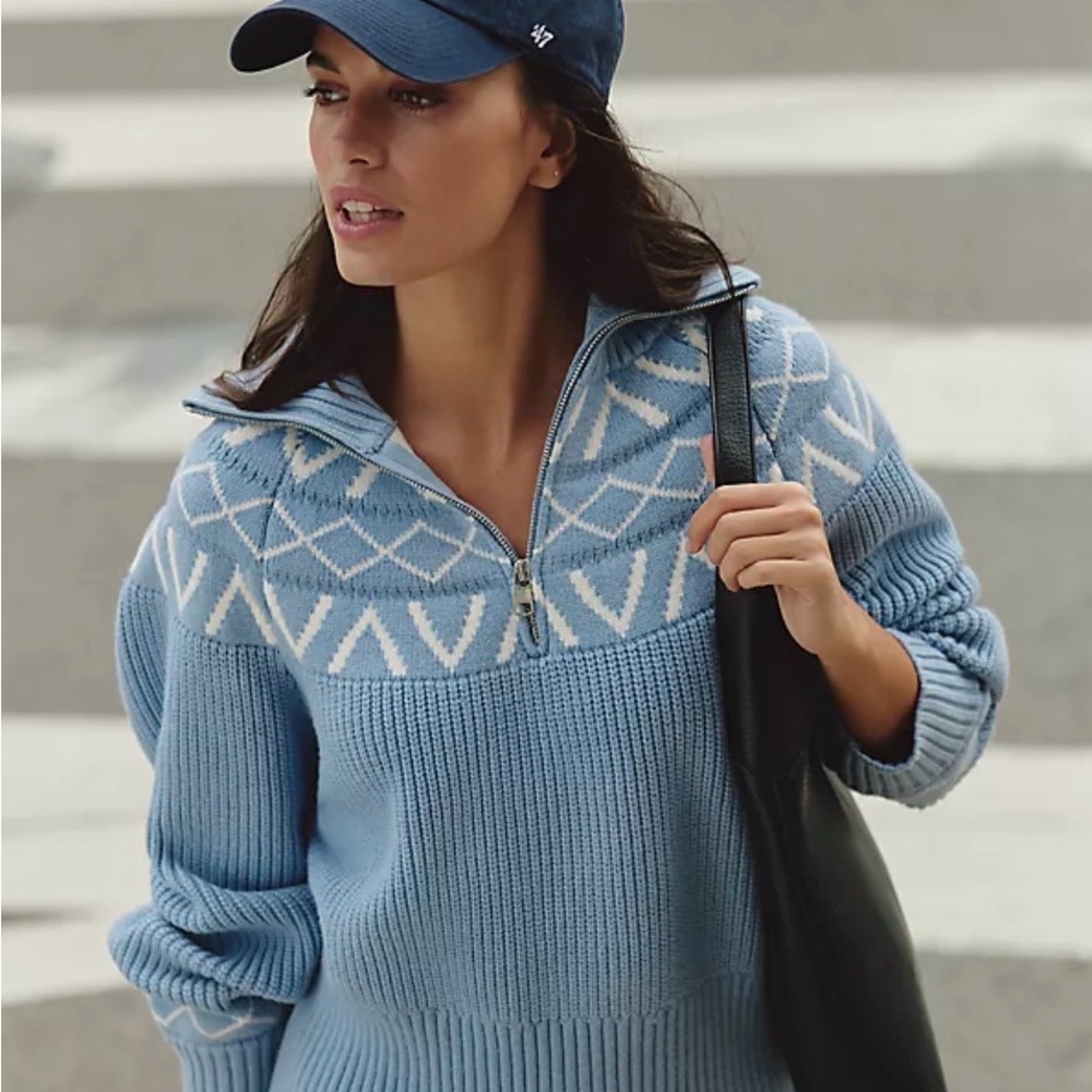 NWT Varley Sigrid Fairisle Half Zip Knit